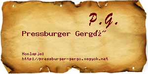 Pressburger Gergő névjegykártya